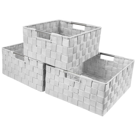 Double Woven Basket Bin Set (3 Pack)