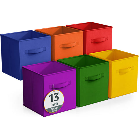 13" Large Cube Storage Bins (6 Pack Multi)