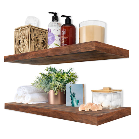 Solid Wood Floating Shelves (Set of 2, 24”)