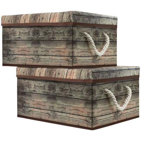 Pattern Storage Box (2 Pack Rustic Wood)