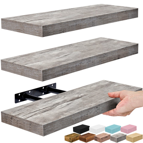 Rustic Rectangle Floating Shelves (3 Pack)