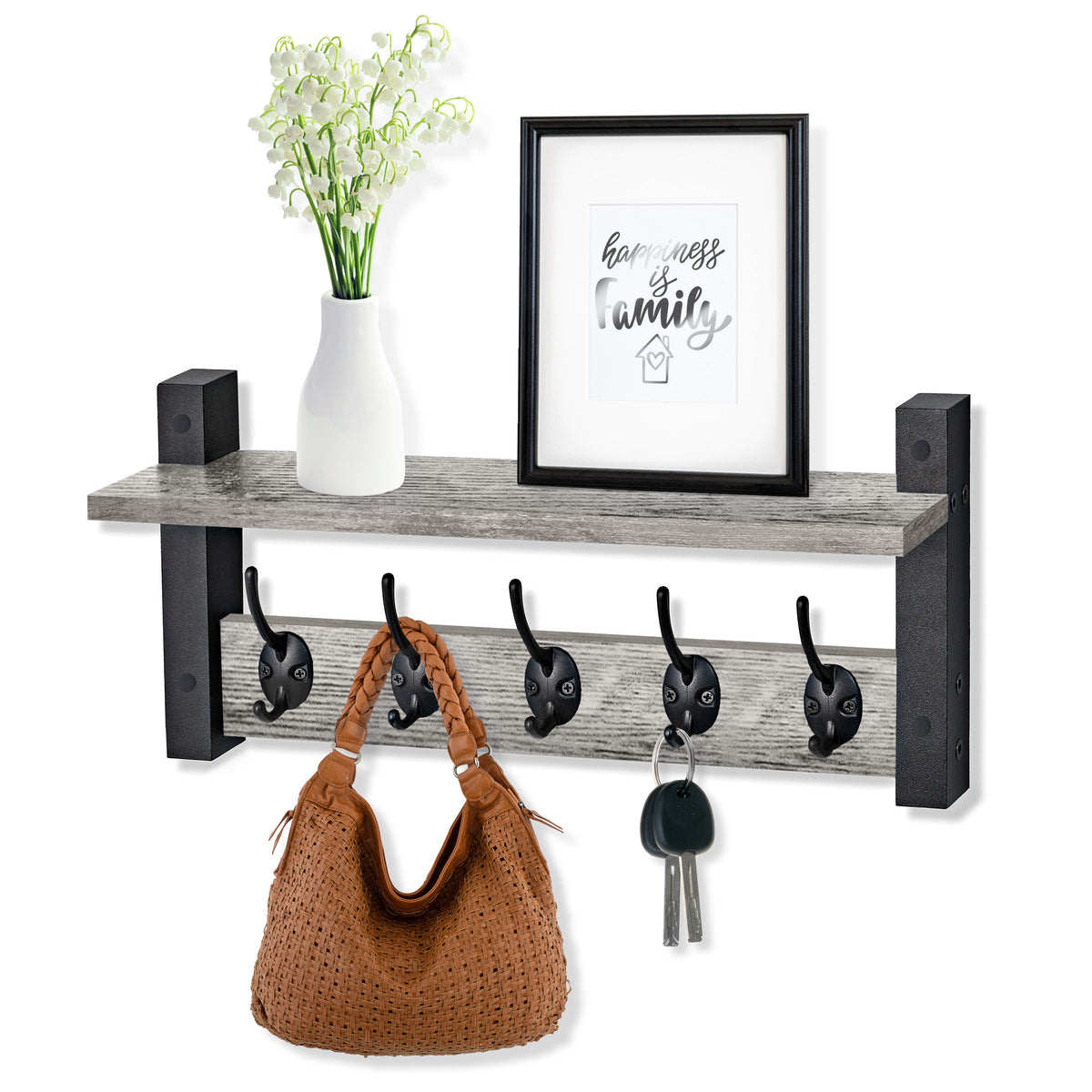 Coat Hooks Wall Mount Floating Shelf (Large & XL)