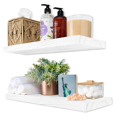 Solid Wood Floating Shelves (16”, Set of 2)