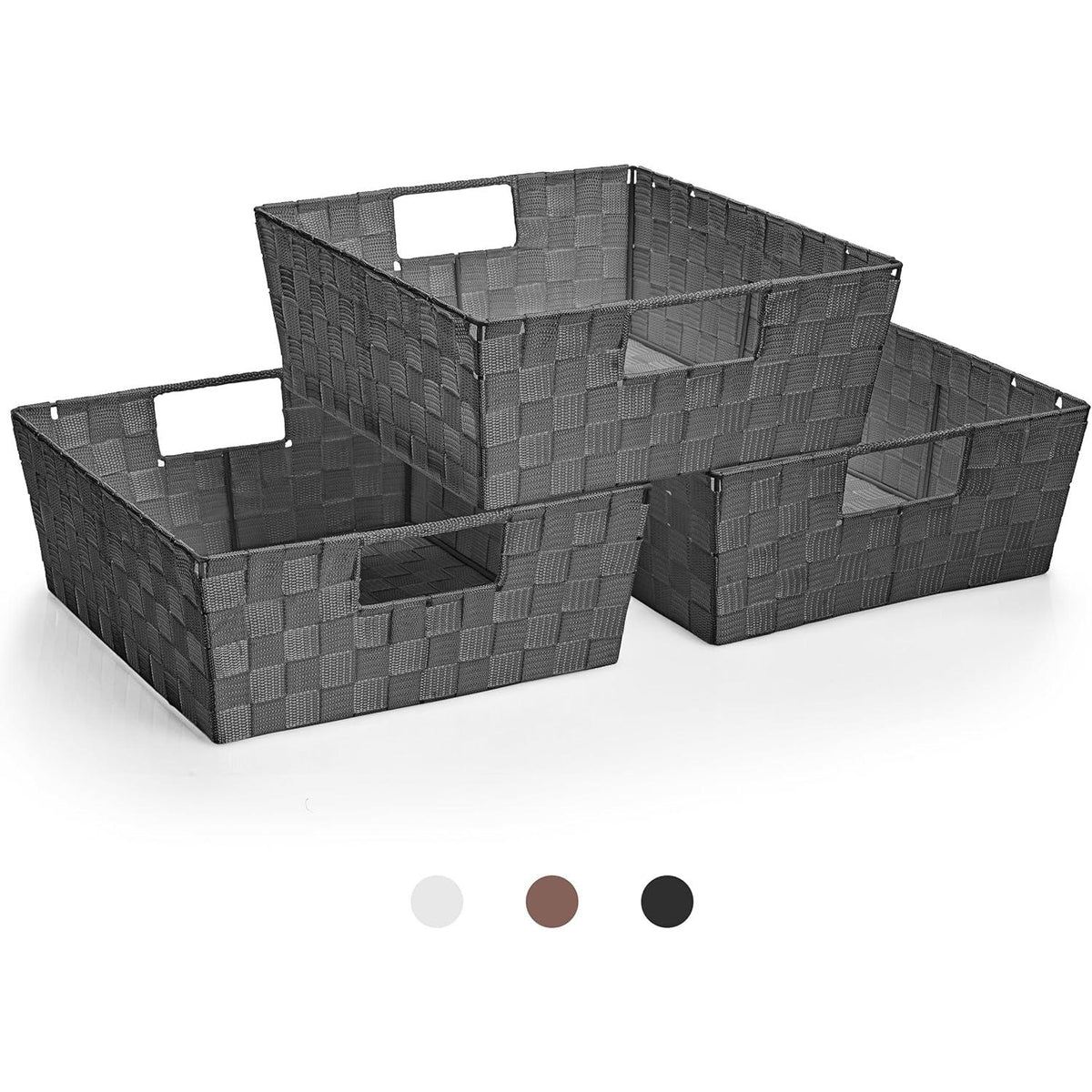 Woven tote basket with handles (3 Pack) - Sorbus Home