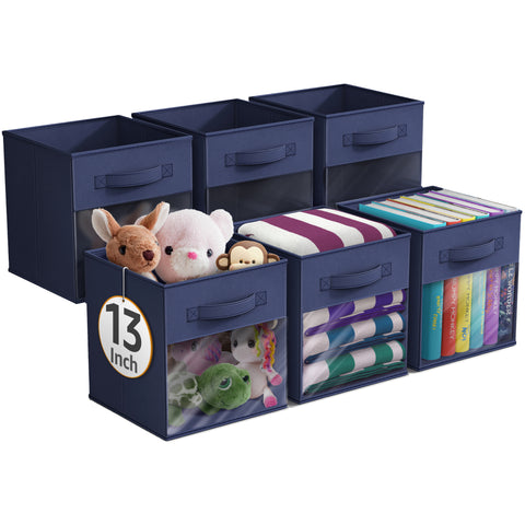 13" Large Storage Bin with Clear Window – 6-Pack