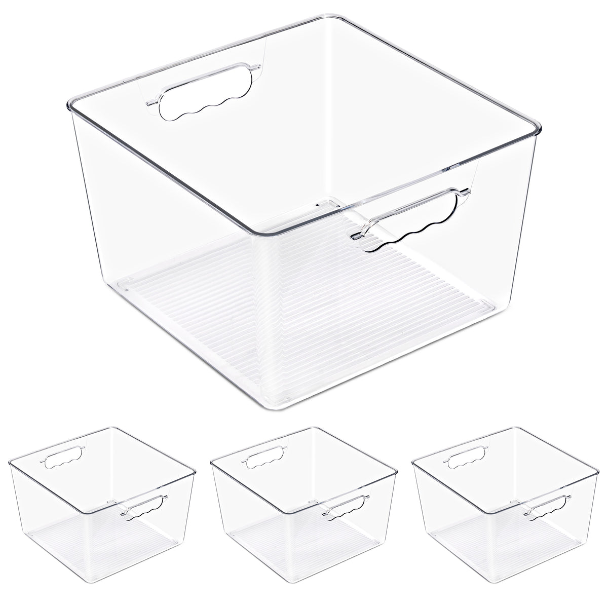 Clear Cube Storage Bins with Handles