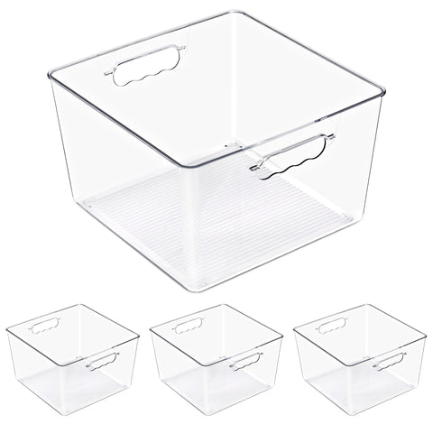Clear Cube Storage Bins with Handles