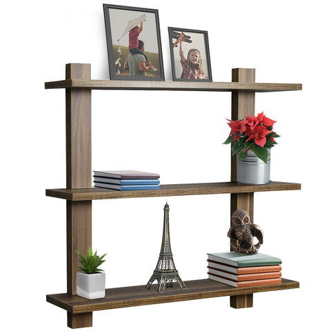 Asymmetric Wood Floating Shelf (3 Tier)