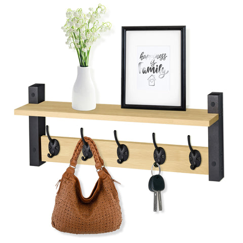 Coat Hooks Wall Mount Floating Shelf (Large & XL)