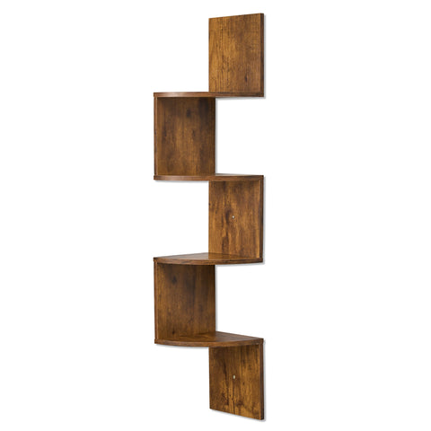 5-Tier Zig Zag Geometric Corner Wall Book Shelf Unit