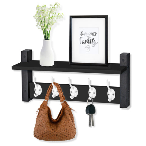 Coat Hooks Wall Mount Floating Shelf (Large & XL)