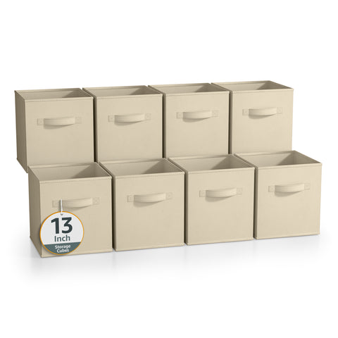 13" Large Cube Storage Bin ( 8 Pack, Neutral)