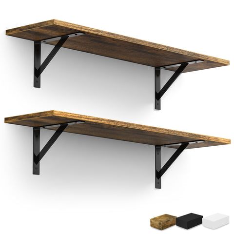 Wall Shelves with Metal Bracket (Set of 2)