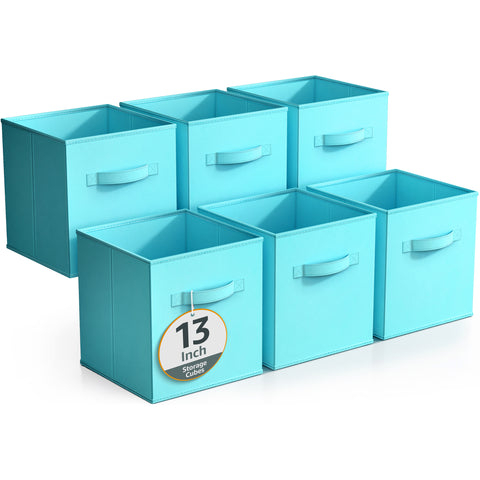 13" Large Cube Storage Bins (6 Pack Solid)