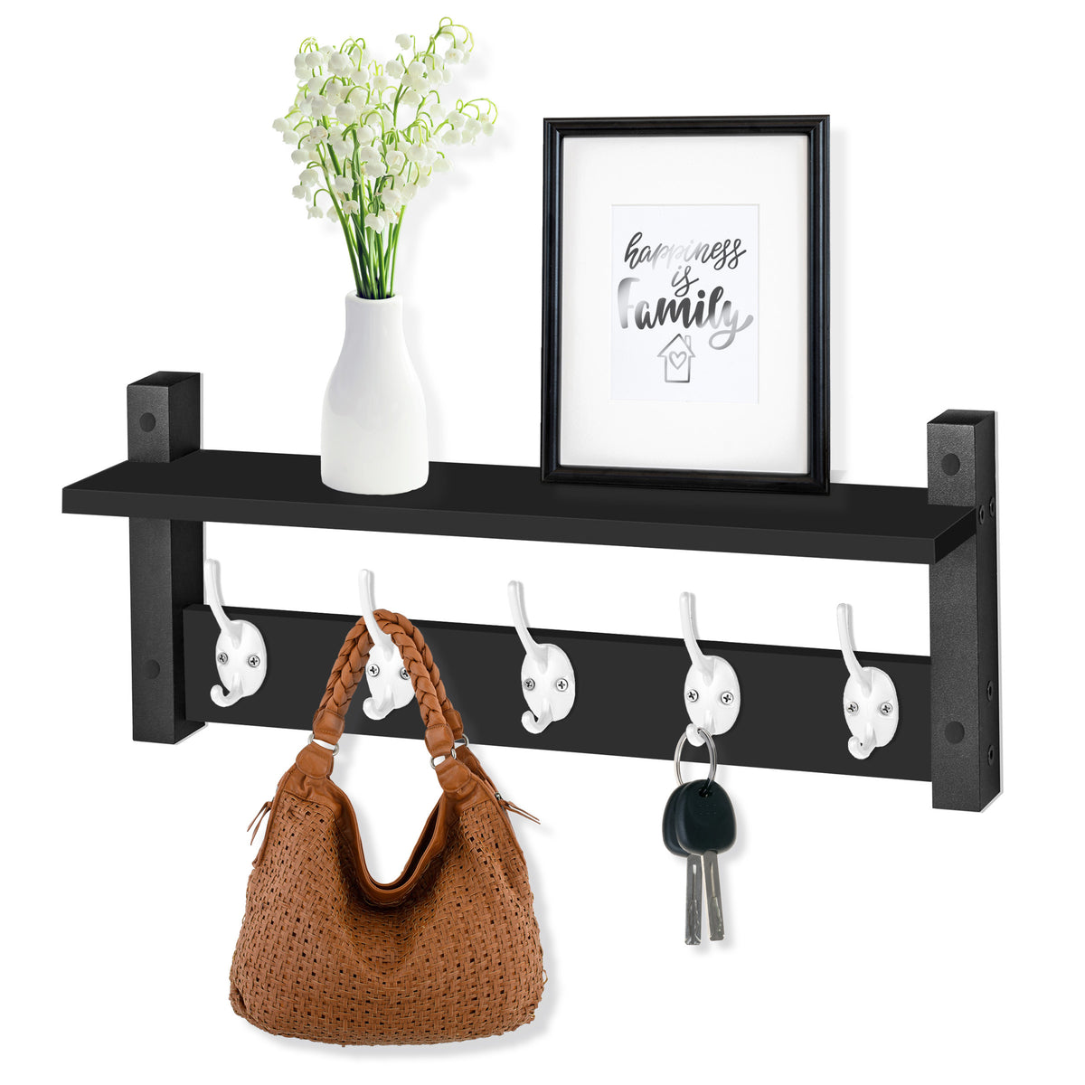 Coat Hooks Wall Mount Floating Shelf (Large & XL)