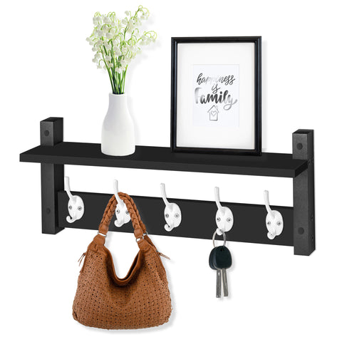 Coat Hooks Wall Mount Floating Shelf (Large & XL)