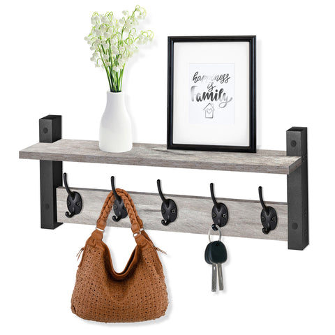 Coat Hooks Wall Mount Floating Shelf (Large & XL)