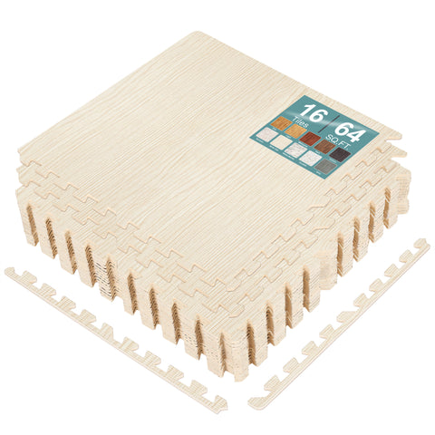 16 Tiles 64 Sq ft Wood Grain Foam Tiles