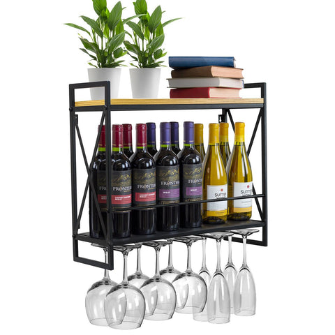 12 Bottle Wine Bottle Stemware Shelf (2 Tier)