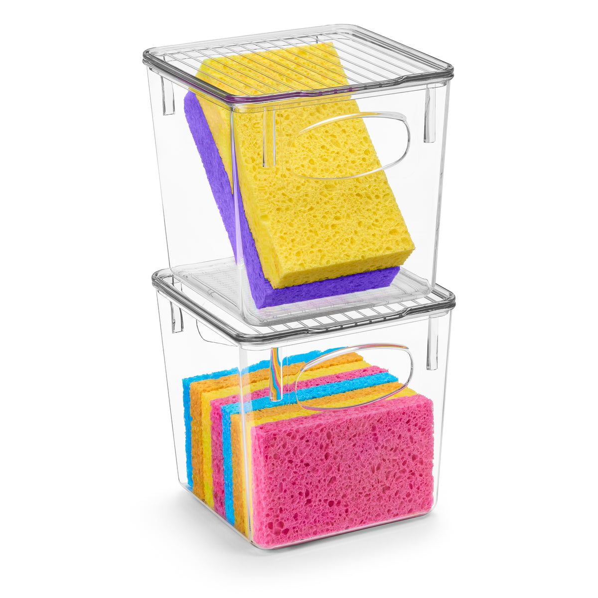 Clear Plastic Bins w/ Lids for Cleaning Supplies (Small)