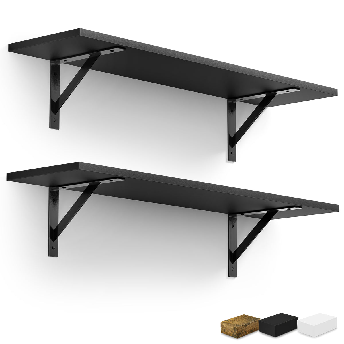 Wall Shelves with Metal Bracket (Set of 2)