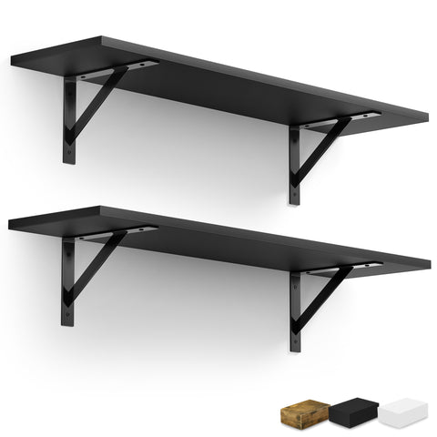 Wall Shelves with Metal Bracket (Set of 2)