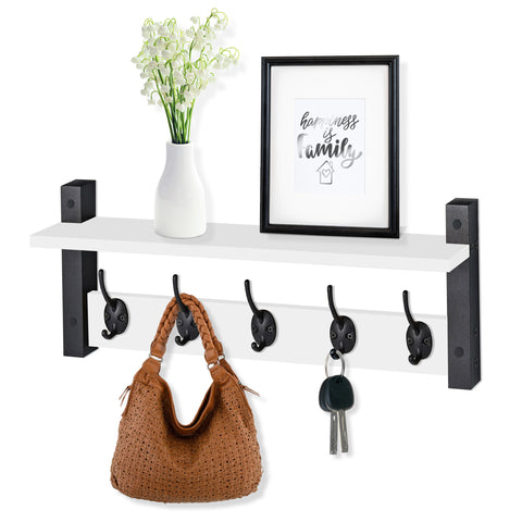 Coat Hooks Wall Mount Floating Shelf (Large & XL)