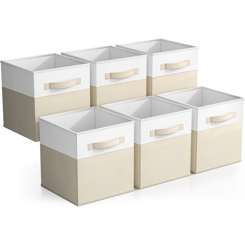 11" Cube Storage Fabric Bins (Two-Toned, 6 Pack)