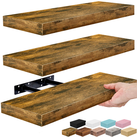 Rustic Rectangle Floating Shelves (3 Pack)
