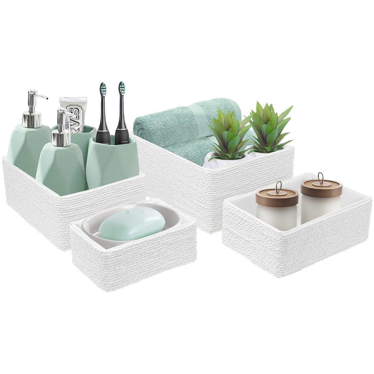 Woven Rope Baskets (4 Pack) - Sorbus Home