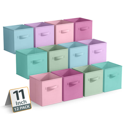 11" Cube Storage Bins 12 Pack Multicolored Set