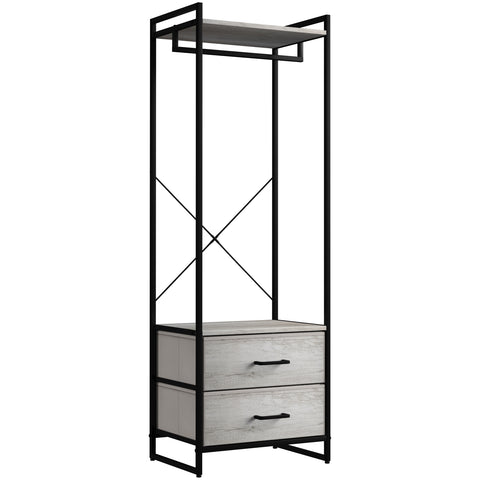 2 Drawer Tall Clothing Rack Storage