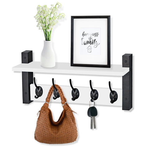 Coat Hooks Wall Mount Floating Shelf (Large & XL)