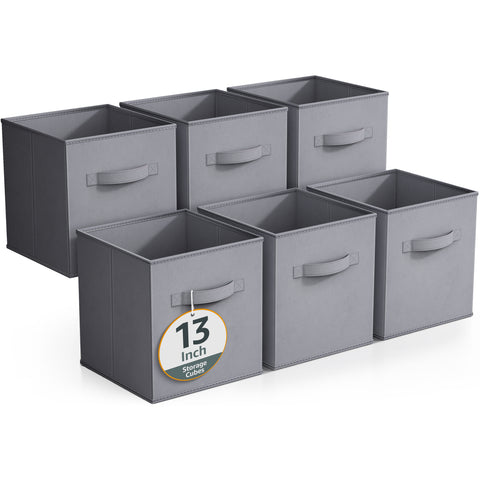 13" Large Cube Storage Bins (6 Pack Solid)