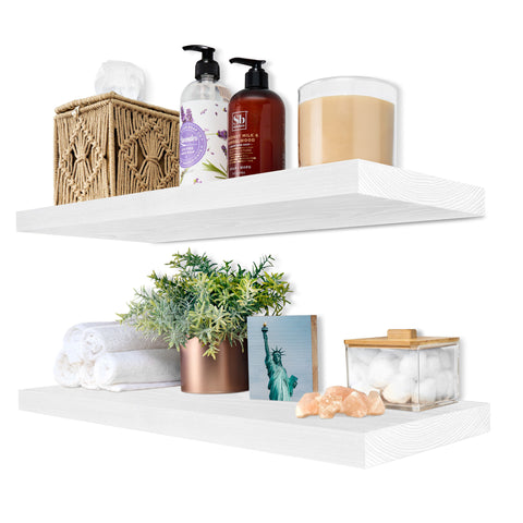 Solid Wood Floating Shelves (Set of 2, 24”)