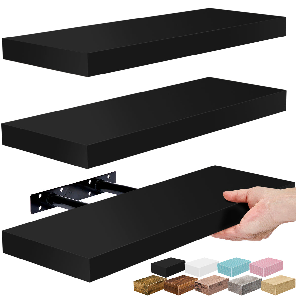 Rustic Rectangle Floating Shelves (3 Pack)