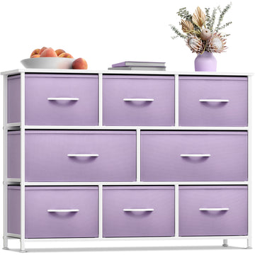 Sorbus White Frame Bold Color 8-Drawer Dresser