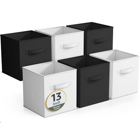 13" Large Cube Storage Bins (6 Pack Multi)