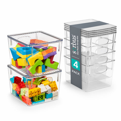 Plastic Bins with Lid Set (Medium)