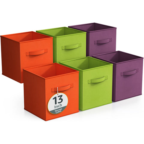 13" Large Cube Storage Bins (6 Pack Multi)