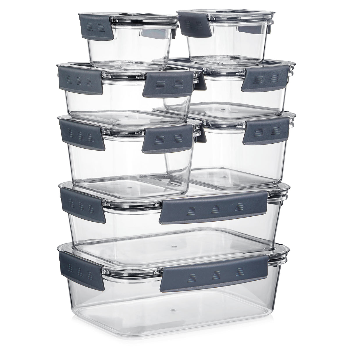 16 Piece Airtight Containers with Lids for kitchen storage refrigerator food storage leftovers fridge organizer vegetable storage tiffin box Storage with lid storage set storage bins Storage Bin storage baskets storage refrigerator storage plastic storage plastic Organization lunchbox Kitchen storage set  Kitchen organization Kitchen Accessories Gray box fruits storage Fridge Storage Fridge Bins Fridge and Pantry Organization freezer storage food storage Drawer Storage airtight storage acrylic storage