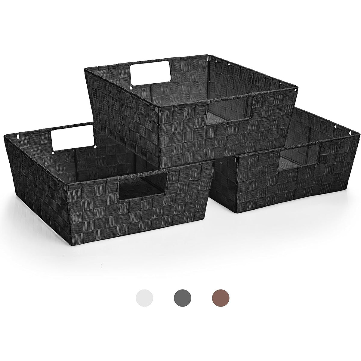 Woven tote basket with handles (3 Pack) - Sorbus Home