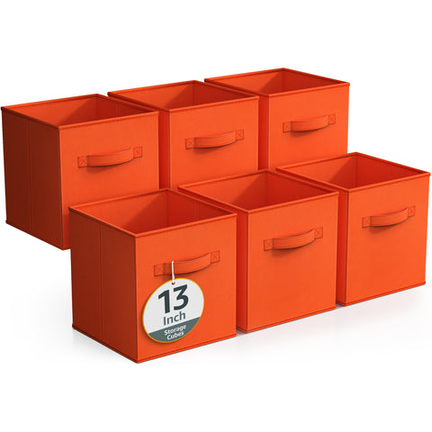 13" Large Cube Storage Bins (6 Pack Solid)