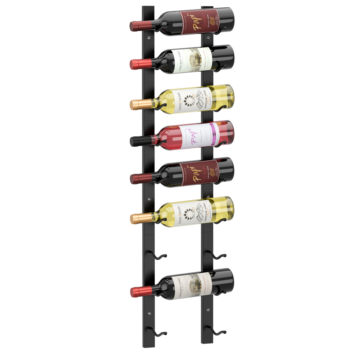 9-Tier, Single Row Wall Mounted Wine Rack