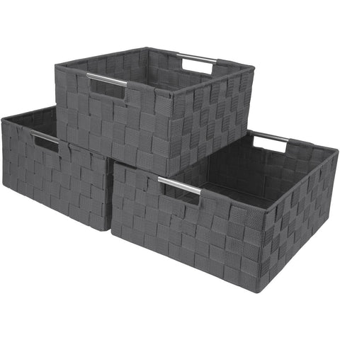 Double Woven Basket Bin Set (3 Pack)