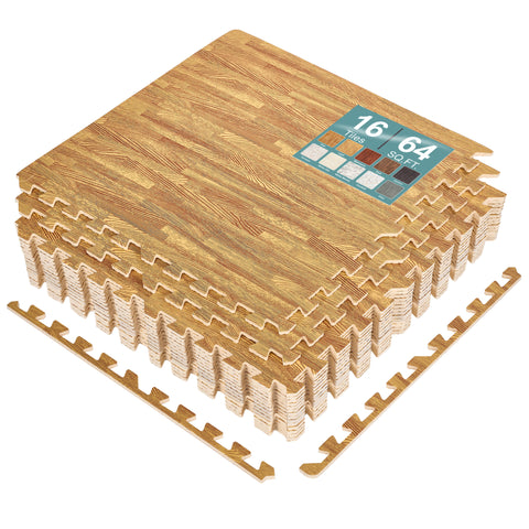16 Tiles 64 Sq ft Wood Grain Foam Tiles