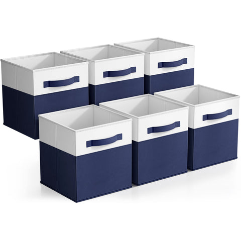 11" Cube Storage Fabric Bins (Two-Toned, 6 Pack)