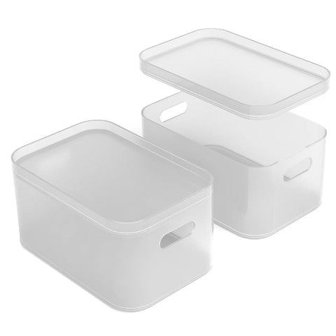 Storage Organizer Bin Frosted Set with Lids (2 Pack)