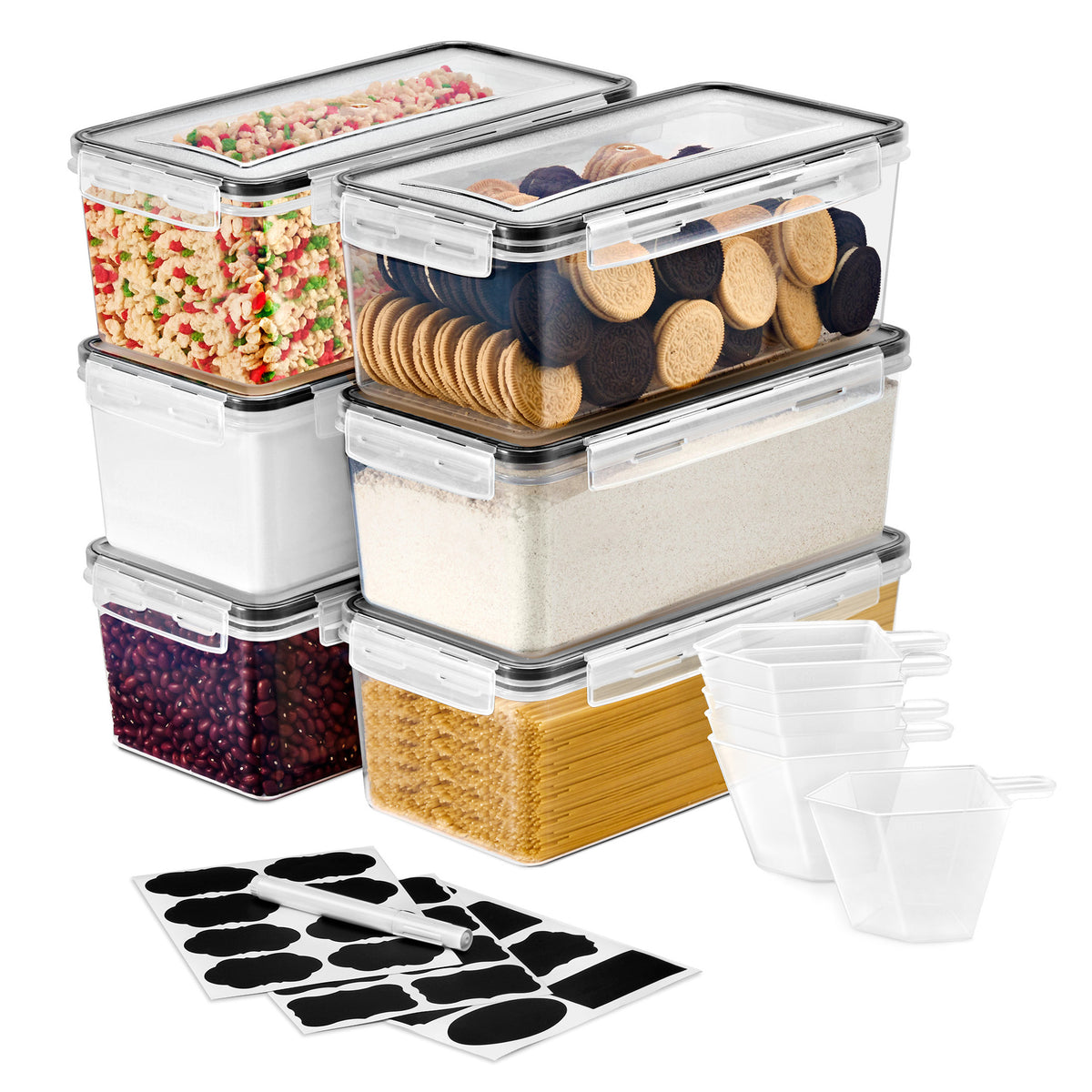 Rectangular Food Storage Long Rectangular Airtight Food Storage Containers with Lids (6 Pack ...