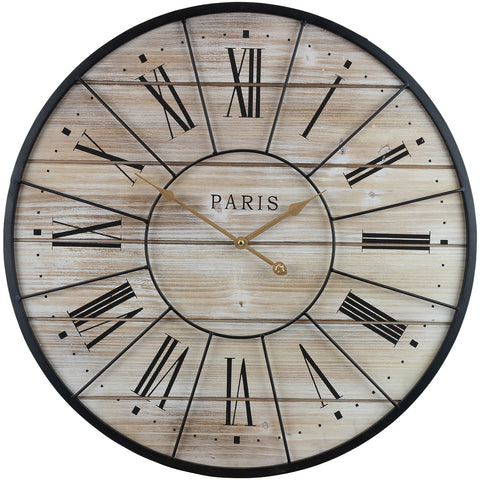 24" Paris Wood Wall Clock (Roman)